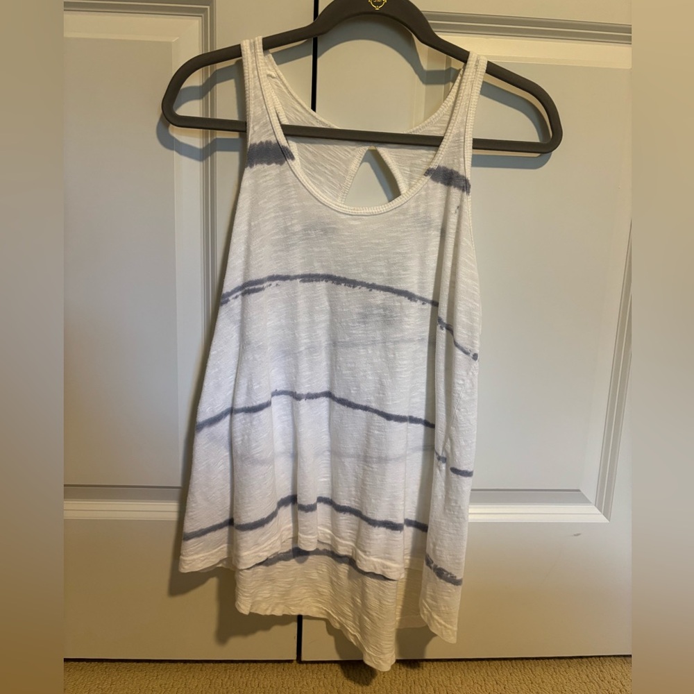 Anthropologie White and Blue Striped Tank Top